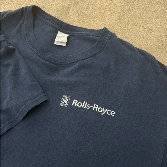 Vintage Rolls Royce Employee Short Sleeve T Shirt Men’s Size XL Navy Blue - Picture 2 of 7